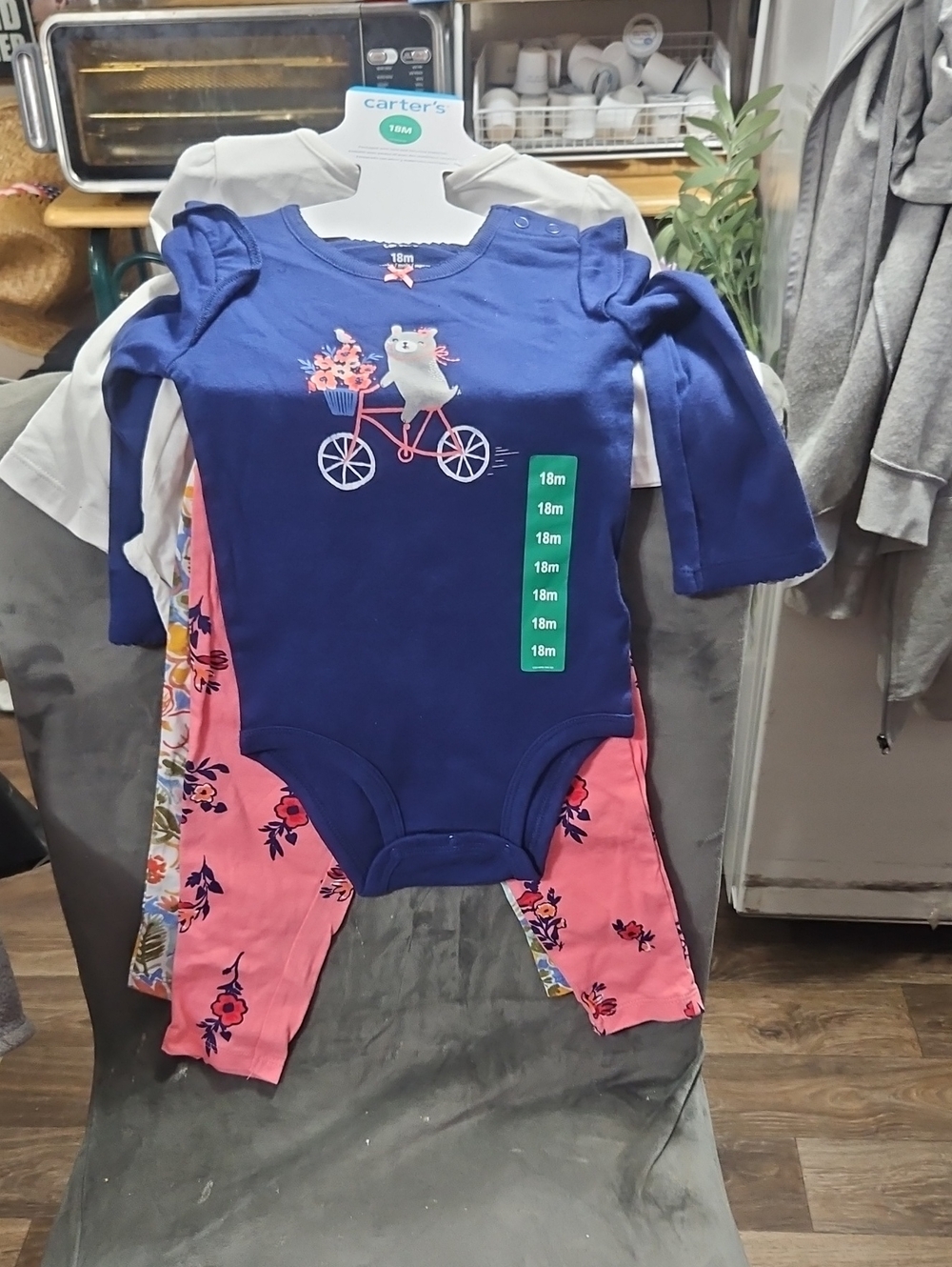 Carter's Royal Blue Baby Bodysuit with Bike and Floral Print
